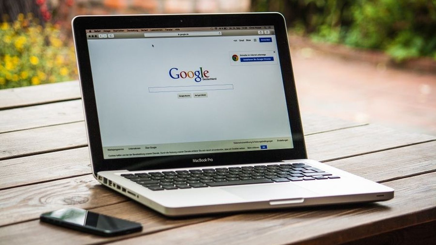 Workspace with search engine results on screen